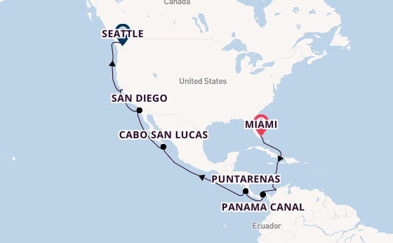 USA West Coast from Miami, Florida, USA with the MSC Poesia