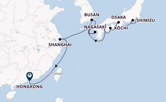 Oost-Azië vanaf Tokio, Japan met de Noordam