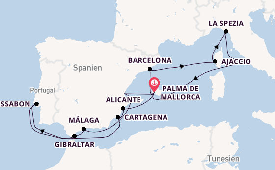 Westliches Mittelmeer ab Palma de Mallorca, Spanien auf AIDAsol