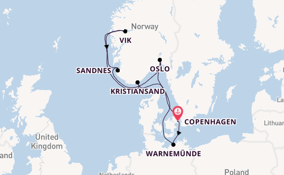 Norway from Copenhagen, Denmark with the MSC Splendida