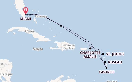 Caribbean from Miami, Florida with the Seven Seas Prestige