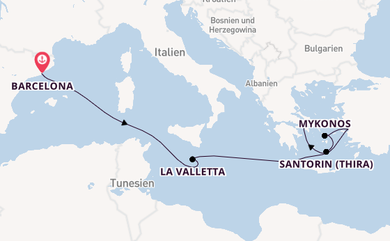 Mittelmeer ab Barcelona, Spanien auf der Celebrity Xcel