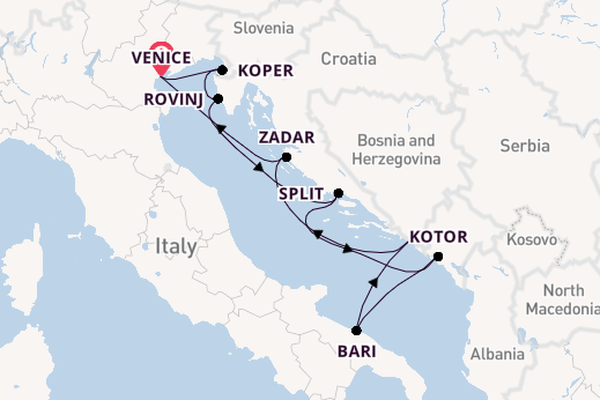 Mediterranean Sea from Venice, Italy with the Silver Spirit