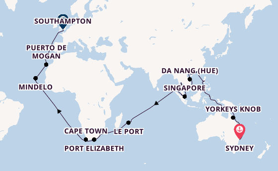 Southeast Asia from Sydney, Australia with the Queen Anne