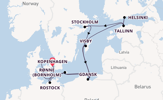 Oostzee vanaf Kopenhagen, Denemarken met de Regal Princess