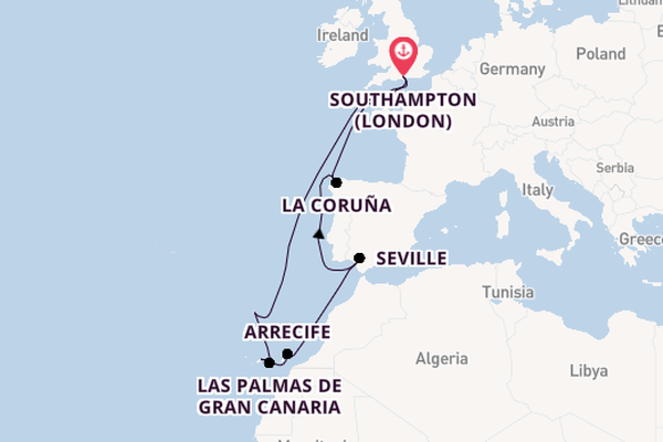 Canary Islands from Southampton, England with the Britannia 