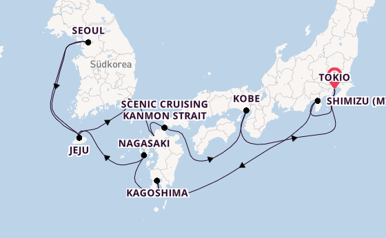 Ostasien ab Tokio, Japan auf der Westerdam