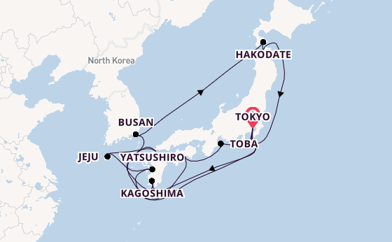 Japan from Tokyo, Japan with the Diamond Princess