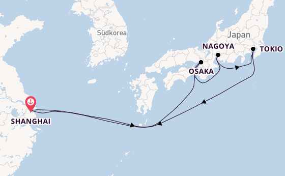 Japan ab Shanghai, China auf der Spectrum of the Seas
