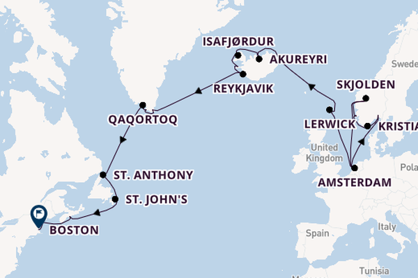 trans-Atlantisch vanaf Amsterdam, Nederland met de Zuiderdam