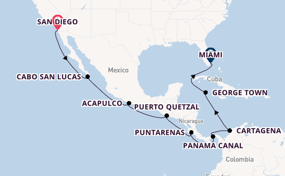 Central America from San Diego, California, USA with the Norwegian Star