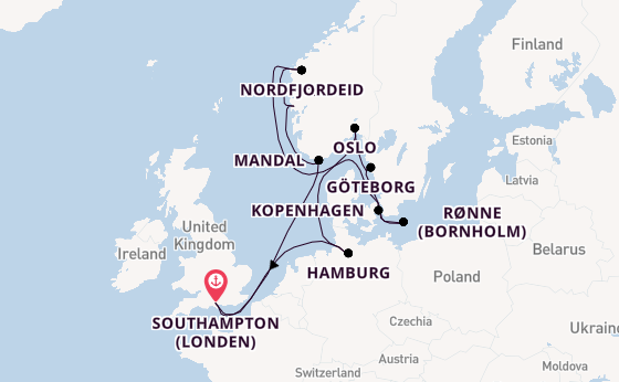 Noorwegen vanaf Southampton (Londen), Engeland met de EXPLORA IV
