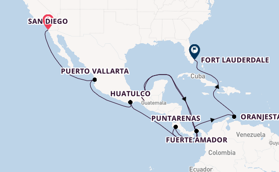 Midden-Amerika vanaf San Diego, Verenigde Staten met de Island Princess