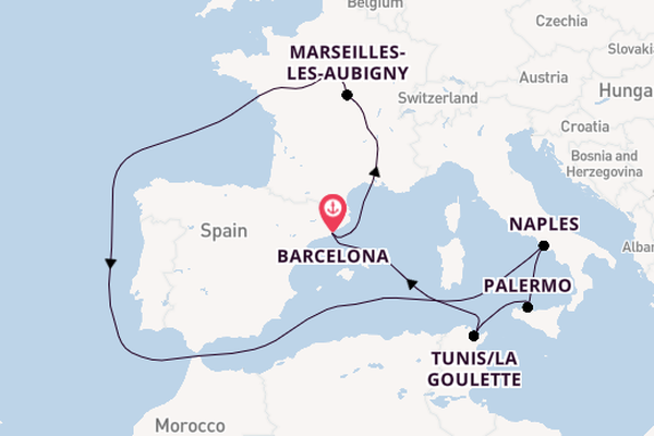 Mediterranean Sea from Barcelona, Spain with the Carnival Sunshine