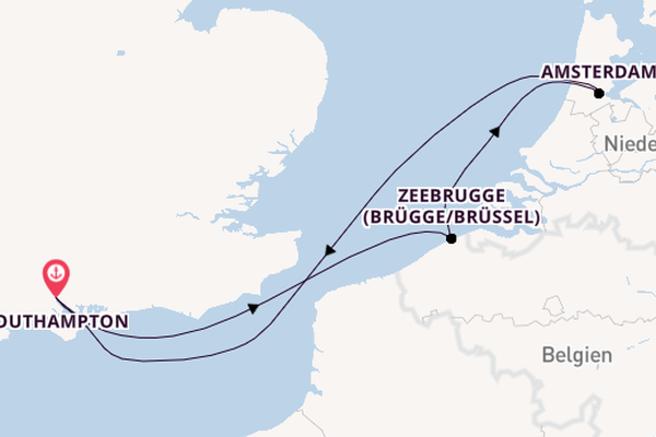 England ab Southampton, Großbritannien auf der Queen Victoria