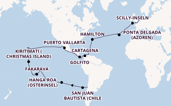 Transatlantik ab Valparaíso, Chile auf der MS Hamburg