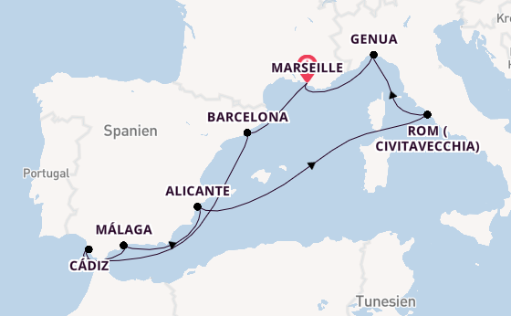 Westliches Mittelmeer ab Marseille, Frankreich auf der MSC Magnifica
