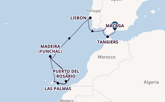 Canary Islands from Santa Cruz de Tenerife, Spain with the Azura