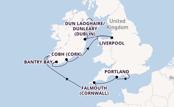 British Isles from Southampton, England with the Vista