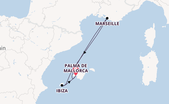 Balearen vanaf Palma de Mallorca, Mallorca, Spanje met de Mein Schiff 6