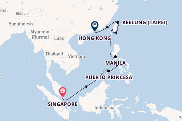 South East Asia from Singapore, Singapore with the Noordam
