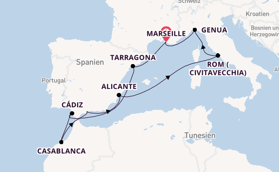 Westliches Mittelmeer ab Marseille, Frankreich auf der MSC Magnifica