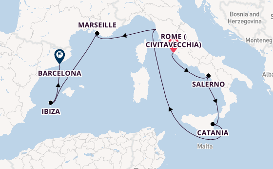 Western Mediterranean from Rome (Civitavecchia), Italy with the Norwegian Epic