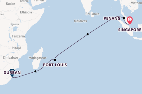 Southeast Asia from Singapore, Singapore with the Queen Anne