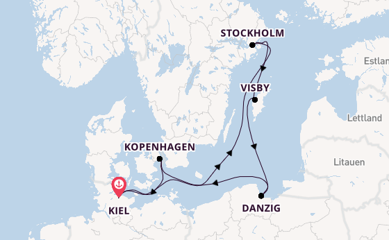Ostsee ab Kiel, Deutschland auf AIDAluna