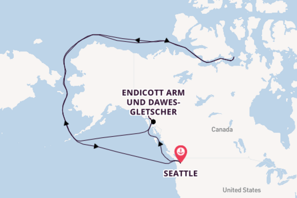 Cruise naar Seattle via Endicott Arm und Dawes-Gletscher