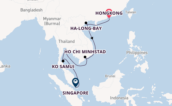 Zuidoost-Azië vanaf Hongkong, China met de Seven Seas Explorer