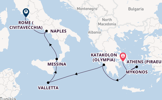 Mediterranean Sea from Australia with the Seven Seas Grandeur