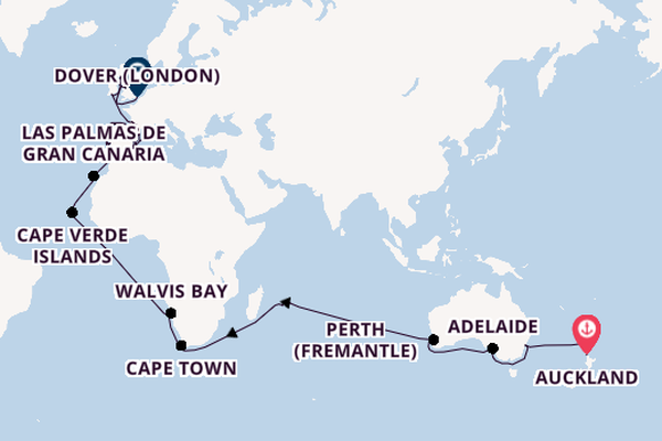 Western Mediterranean from Auckland, New Zealand with the Crown Princess