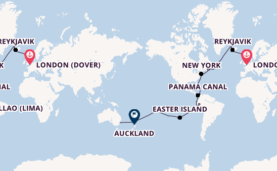 World Cruise from London (Dover), England, United Kingdom with the Crown Princess
