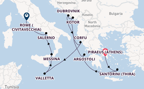 Mediterranean from Piraeus (Athens), Greece with the Allura