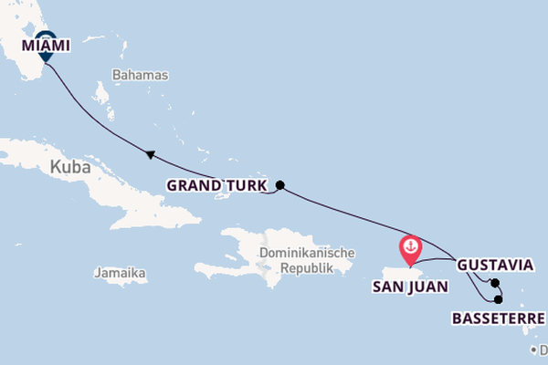 Karibik ab San Juan, Puerto Rico auf der Explora III