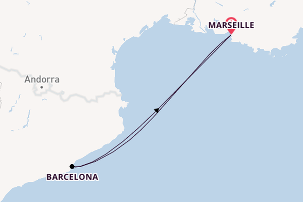Westelijke Middellandse Zee vanaf Marseille, Frankrijk met de MSC Seashore