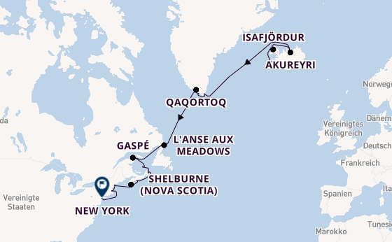 Transatlantik ab Reykjavik, Island auf der Seabourn Ovation