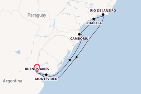 Cruise naar Buenos Aires via Ilhabela