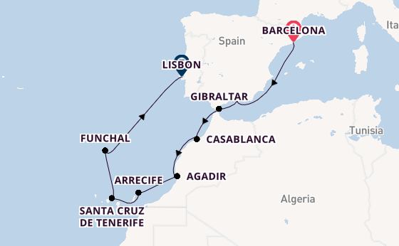 Western Mediterranean from Barcelona, Spain with the Norwegian Star