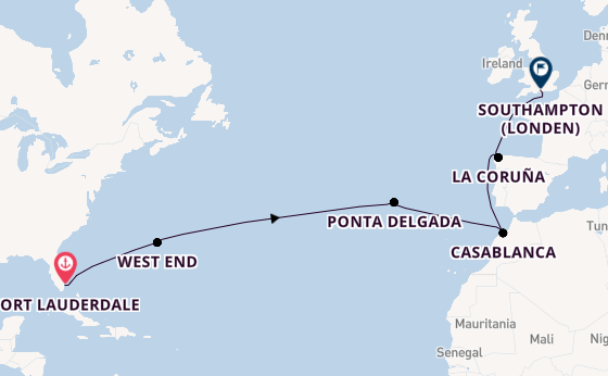 trans-Atlantisch vanaf Fort Lauderdale, Verenigde Staten met de Sky Princess