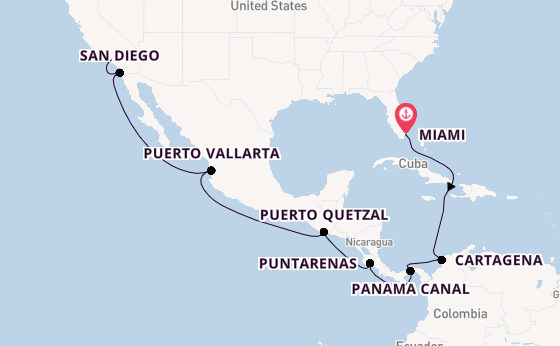 Central America from Miami, Florida, USA with the Silver Dawn