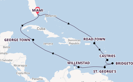 Caribbean from Miami, Florida with the Seven Seas Prestige