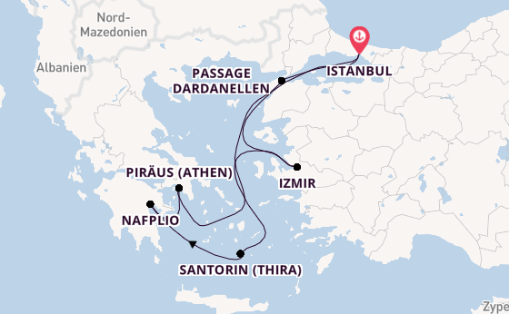 Östliches Mittelmeer ab Istanbul, Türkei auf der Costa Pacifica