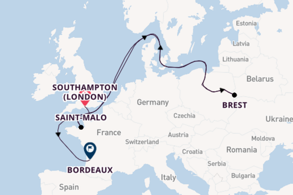Cruise from Southampton (London) to Bordeaux via Honfleur
