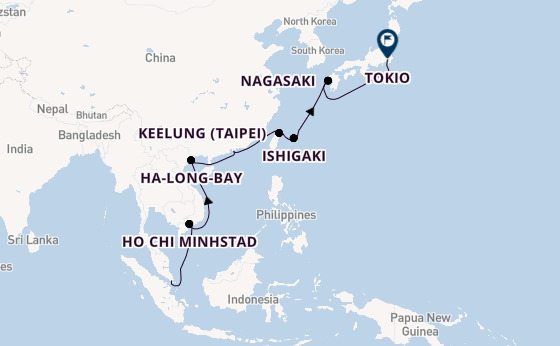 Oost-Azië vanaf Singapore, Singapore met de Sapphire Princess