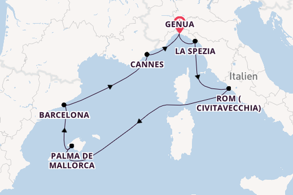 Westliches Mittelmeer ab Genua, Italien auf der MSC Seaview