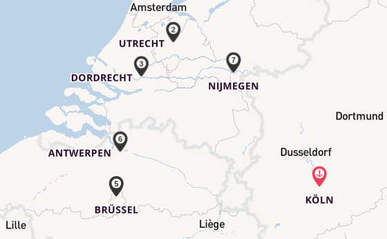 Rhein ab Köln, Deutschland auf der MS VistaGracia