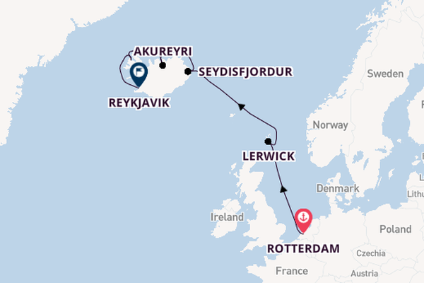 Arctic Ocean from Rotterdam, The Netherlands with the Rotterdam
