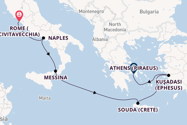 Mediterranean Sea from Rome (Civitavecchia), Italy with the Viking Neptune